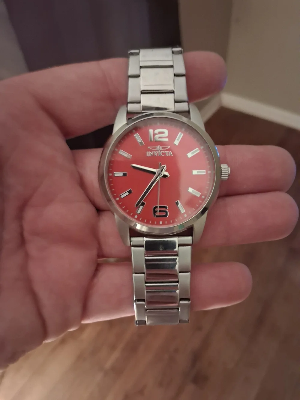 Invicta Stainless Steel Watch with Red Dial